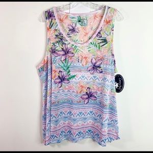 NWT CASEY KEY | Floral Print Colorful Tank Top 2x